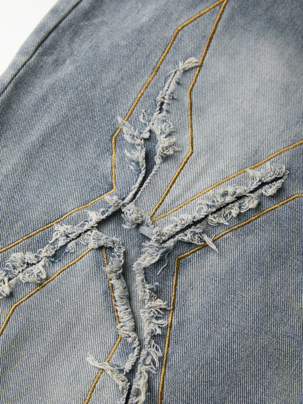 Lose Herrenjeans im Street-Distressed-Look mit rohem Besatz-2