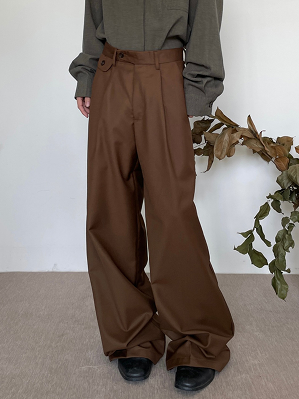 Herren Vintage Braune Hose mit weitem Bein-1