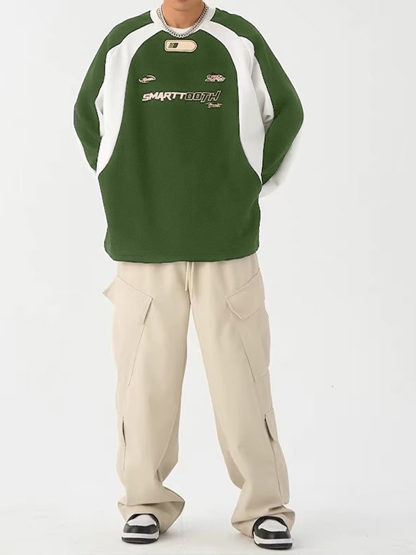 Herren-Sweatshirt mit Farbblock-Vintage-Print-1