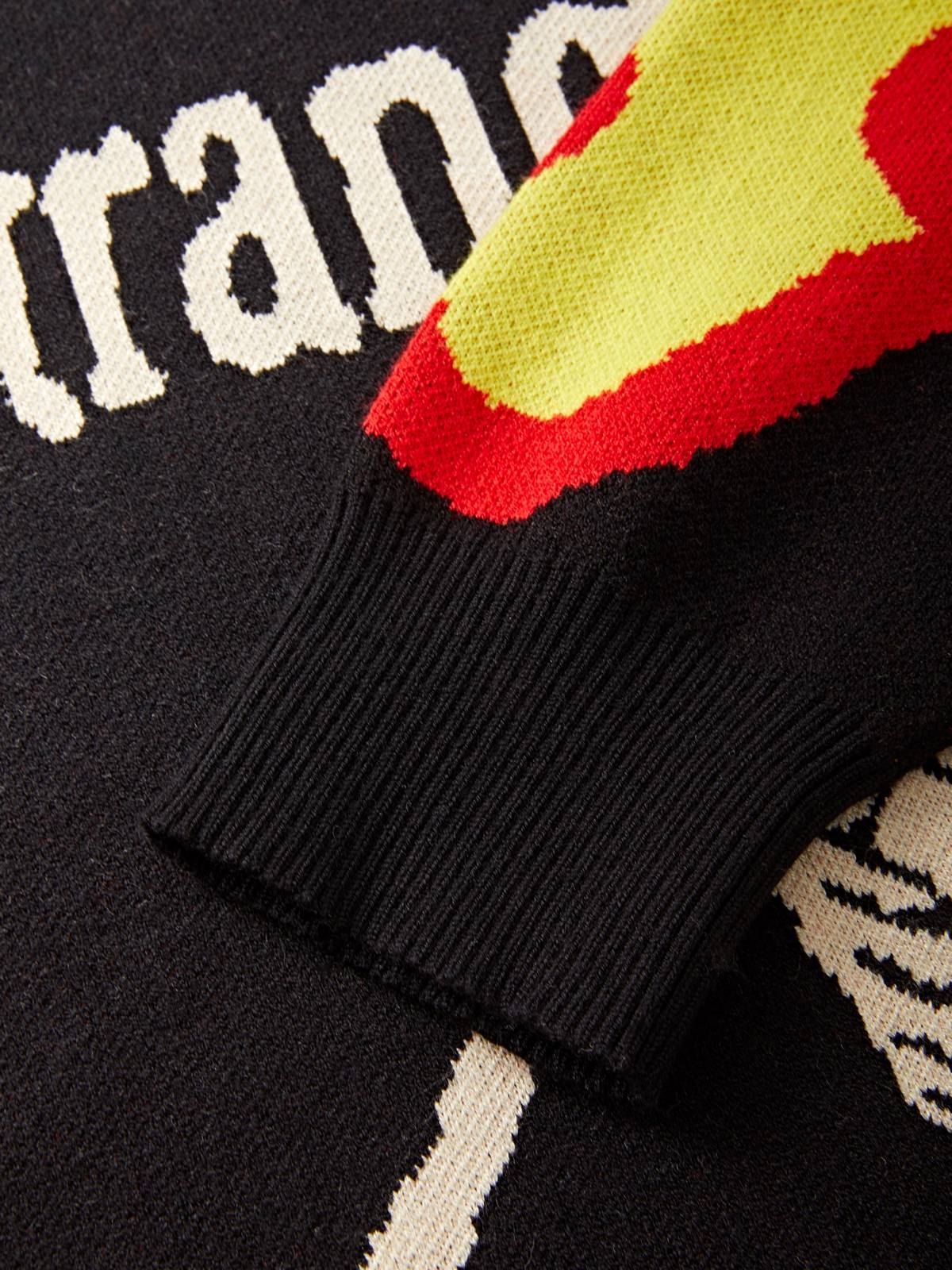Flame Skull Jacquard-Strickpullover für Herren-5